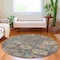 Homeroots 8' Taupe Blue And Beige Round Geometric Washable Indoor Outdoor Area Rug 609114 - alternate 7