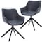 Leisuremod Markley Swivel Leather Dining Arm Chair with Iron Legs, 2PK ESCBL-26-BL2 - alternate 1