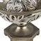 Homeroots 13" Brushed Silver Leaf Polyresin Decorative Pedestal Bowl with Orbs 468319 - alternate 3