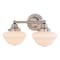 Vaxcel Eastgate 2-Light Satin Nickel Vanity Light with Frosted Opal Schoolhouse Globe Glass W0564 - alternate 1