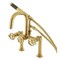 Kingston Brass 7" Center Deck-Mount Clawfoot Tub Faucet with Hand Shower, Brushed Brass AE8407CG - alternate 1