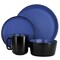 Elama Bacarra 16 Piece Stoneware Dinnerware Set in Two Tone Black and Blue ELM-BACARRA-B - alternate 6