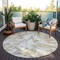 Homeroots 8' Ivory Gold And Brown Round Abstract Washable Indoor Outdoor Area Rug 600098 - alternate 5