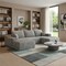 Homeroots 107" Gray Corduroy Modular Compression Foam Sofa With Ottoman And Toss Pillows 712954 - alternate 4
