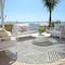 Homeroots 8' Gray And Ivory Round Abstract Washable Indoor Outdoor Area Rug 594937 - alternate 8