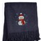 Homeroots 55" X 70" Navy BlueCotton Blend Woven Snowman Embroidered Throw Blanket with Fringe 713576 - alternate 6