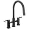 Delta Nicoli Two Handle Pull-Down Bridge Kitchen Faucet Matte Black 39876LF-BL - alternate 1