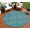 Homeroots 8' Teal Blue Gray And Brown Round Striped Washable Indoor Outdoor Area Rug 597435 - alternate 1