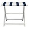 Homeroots Earth Friendly White Folding Luggage Rack With Navy Straps 383088 - alternate 6