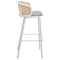 Leisuremod Ervilla Wicker Bar Stool with Fabric Seat and White Powder Coated Steel Frame, Grey EBW-31GR - alternate 8