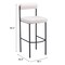 Homeroots Set of Two 30" Ivory and Black Shearling and Steel Low Back Bar Height Bar Chairs 555748 - alternate 8