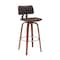 Homeroots 30" Brown And Wood Brown Faux Leather Swivel Low Back Bar Height Bar Chair 534437 - alternate 7