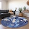 Homeroots 8' Navy Blue Ivory And Gray Round Abstract Washable Indoor Outdoor Area Rug 599588 - alternate 5