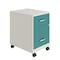 Space Solutions 14.25 in W 2 Drawer Mobile Vertical File Cabinet W/ Accessory Drawer, Pearl White / Teal 25939 - alternate 1