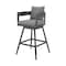 Homeroots 39" Dark Gray Metal Swivel Low back Outdoor Bar Height chair with Footrest 571167 - alternate 7