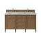 James Martin Vanities Brittany 60" Double Vanity, Pecan w/ 3 CM Carrara Marble Top 655-V60D-PCN-3CAR - alternate 1