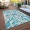 Homeroots 10' X 14' Turquoise And Ivory Damask Washable Indoor Outdoor Area Rug 614472 - alternate 9