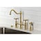 Kingston Brass Bridge Kitchen Faucet with Brass Sprayer, Brushed Brass KS1277BEXBS - alternate 4