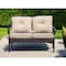 Homeroots 48" Beige Polyester Blend Sofa With Black Legs 374052 - alternate 7