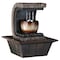Homeroots 10" Brown Textured Polyresin Tabletop Fountain with LED Light 468309 - alternate 5