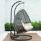 Leisuremod Charcoal Wicker Hanging 2 person Egg Swing Chair with Beige Cushions ESCCH-57BG - alternate 8