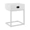 Homeroots 25" White Wood and Steel Frame End Table With Drawer And USB Port 654013 - alternate 8