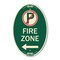 Signmission Fire Zone No Parking Symbol and Left Arrow, 12 In X 18 In Architectural Oval, Heavy Gauge Aluminum A-OV-G-1218-23974 - alternate 1