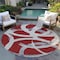 Homeroots 8' Red Beige And Gray Round Abstract Washable Indoor Outdoor Area Rug 599162 - alternate 7