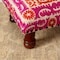 Homeroots 16" Pink Orange And Natural Cotton Embroidered Medallion Footstool 634164 - alternate 8