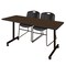 Regency Kobe Mobile T-Base Training Table W/ 2 Zeng Stack Chairs, 60 in W, 24 in L, Neo Walnut MKTRCC6024NW44BK - alternate 1