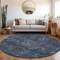 Homeroots 8' Navy Blue And Charcoal Round Damask Washable Indoor Outdoor Area Rug 603325 - alternate 9