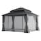 Sunjoy Kingston 14x12 Gazebo, Steel Hardtop Gazebo with Curtain and Netting - Gray Aluminum Posts A10204366100 - alternate 9