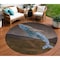 Homeroots 8' Brown And Denim Blue Round Animal Print Washable Indoor Outdoor Area Rug 630959 - alternate 2