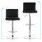 Elama 2 Piece Tufted Faux Leather Adjustable Bar Stool in Black with Chrome Base ELM-7228-BLK - alternate 8