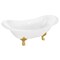 Kingston Brass 61" Cast Iron Oval Double Slipper Clawfoot Tub, No Faucet Drillings, White/Brushed Brass VCTNDS6130NC7 - alternate 1