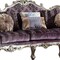 Homeroots 52" Dark Purple Velvet Curved Striped Sofa And Toss Pillows With Platinum Legs 348236 - alternate 6