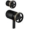 Brizo Litze Tempassure Thermostatic Valve With Diverter Trim Handle Kit, Wheel Matte Black/Luxe Gold HW7532-BLGL - alternate 1
