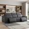 Homeroots 107" Dark Gray Italian Leather Reclining Metal USB Sofa 720288 - alternate 8
