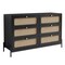 Homeroots 47" Black Wood And Rattan Six Drawer Double Dresser 653110 - alternate 8