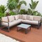 Leisuremod Chelsea Black Sectional With Adjustable Headrest & Coffee Table With Beige Cushions CSLBL-80BG - alternate 7