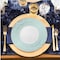 Smarty Had A Party 10.25" White w/Turquoise Blue and Silver Mosaic Rim Round Plastic Dinner Plates (120 Plates), 120PK 890TBS-CASE - alternate 7