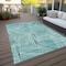 Homeroots 9' X 12' Teal Blue And Ivory Geometric Washable Indoor Outdoor Area Rug 594813 - alternate 5