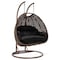 Leisuremod Mendoza Dark Brown Wicker Hanging 2 person Egg Swing Chair with Black Cushions MSCDBR-53BL - alternate 1