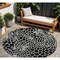 Homeroots 8' Black And Ivory Round Geometric Washable Indoor Outdoor Area Rug 595057 - alternate 1