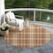 Homeroots 8' Brown Black And Beige Round Plaid Washable Indoor Outdoor Area Rug 597131 - alternate 7