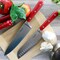 Martha Stewart 14 Piece Stainless Steel Cutlery Set in Red with Acacia Wood Storage Block 122061.14 - alternate 4
