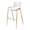 Homeroots Set of Two 30" White And Gold Faux Leather And Steel Low Back Bar Height Bar Chairs 555664 - alternate 1