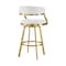 Armen Living Saturn 26in Swivel Counter Stool with Gold Brushed Stainless Steel and White Faux Leather LCSNSWBABGLWH26 - alternate 7