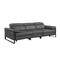 Homeroots 103" Dark Gray Top Grain Leather Reclining Metal USB Sofa 720324 - alternate 1