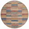 Homeroots 8' Beige Blue And Gold Round Striped Washable Indoor Outdoor Area Rug 615466 - alternate 5
